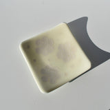 Vanilla Cream Glass Tray with Flower Motif - 6" Square