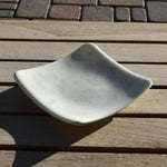 Vanilla Cream Glass Tray with Flower Motif - 6" Square