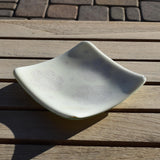Vanilla Cream Glass Tray with Flower Motif - 6" Square