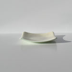 Vanilla Cream Glass Tray with Flower Motif - 6" Square