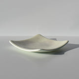 Vanilla Cream Glass Tray with Flower Motif - 6" Square
