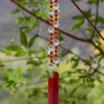 Red, Orange & White Glass Suncatcher Chime for Patio and Garden - 31” Long