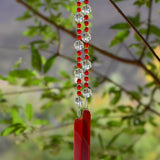 Red, Orange & White Glass Suncatcher Chime for Patio and Garden - 31” Long