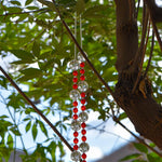 Red, Orange & White Glass Suncatcher Chime for Patio and Garden - 31” Long