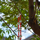 Red, Orange & White Glass Suncatcher Chime for Patio and Garden - 31” Long