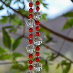 Red, Orange & White Glass Suncatcher Chime for Patio and Garden - 31” Long