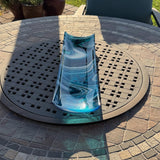 Large Blue & White Fused Glass Channel Tray - Table Centerpiece - 23" Long