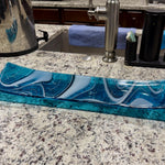 Large Blue & White Fused Glass Channel Tray - Table Centerpiece - 23" Long