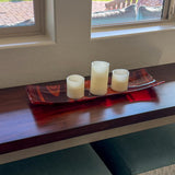 Large Red & Orange Fused Glass Channel Tray - Table Centerpiece - 23" Long