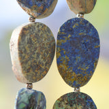 Azurite Malachite Stone Wind Chime - Transparent Blue Glass - 30"