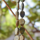 Azurite Malachite Stone Wind Chime - Transparent Blue Glass - 30"