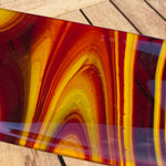 Large Red & Yellow Fused Glass Channel Tray - Table Centerpiece - 23" Long