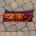 Large Red & Yellow Fused Glass Channel Tray - Table Centerpiece - 23" Long