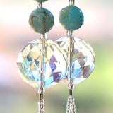 Howlite Stone and Glass Wind Chime Sun Catcher - 30" Long