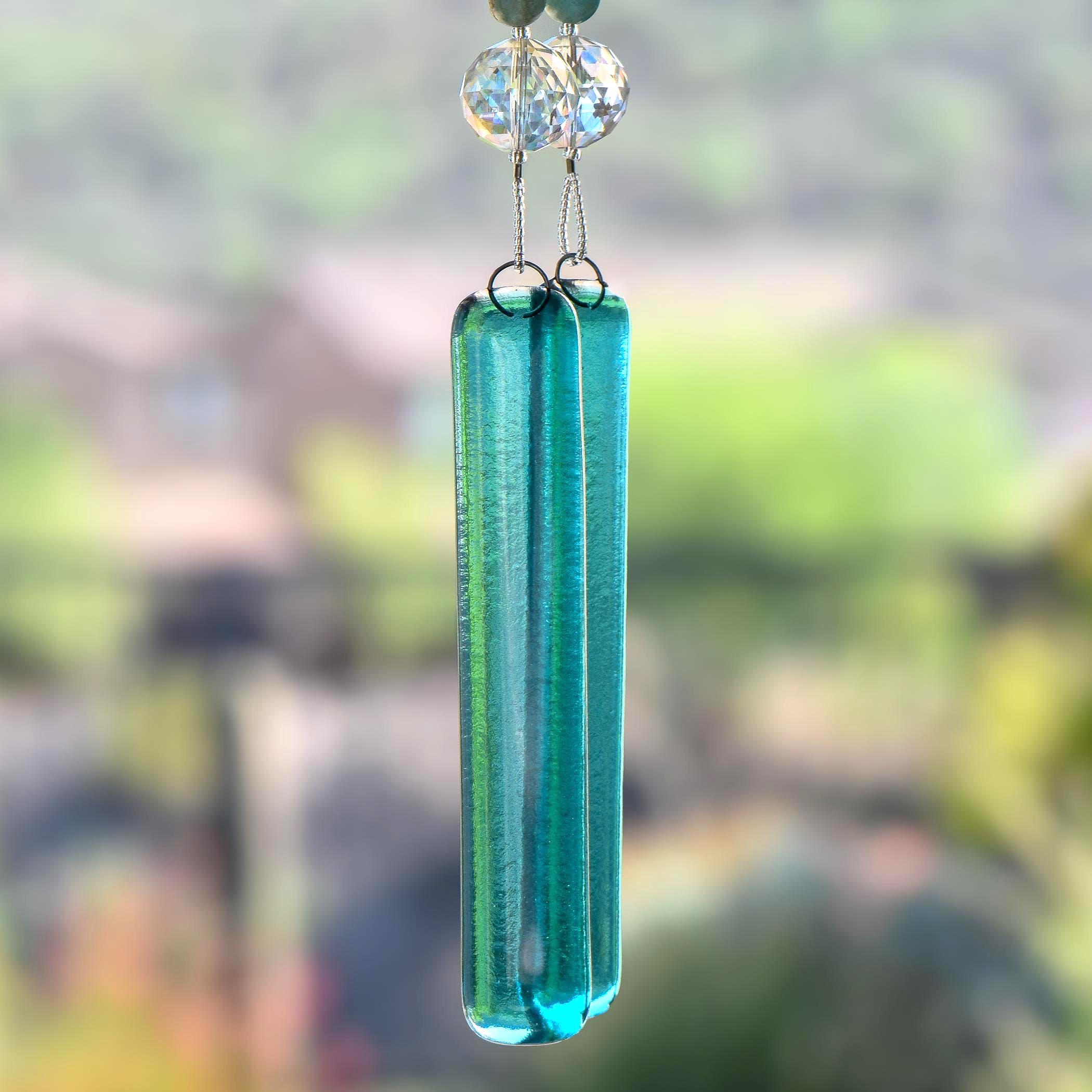 Howlite Stone and Glass Wind Chime Sun Catcher - 30" Long