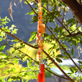 Glass and Stone Chime with Large Carnelian Slabs for Patio or Garden