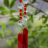 Red, Orange & White Glass Suncatcher Chime for Patio and Garden - 31” Long