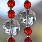 Red, Orange & White Glass Suncatcher Chime for Patio and Garden - 31” Long