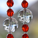 Red, Orange & White Glass Suncatcher Chime for Patio and Garden - 31” Long