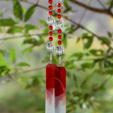 Bold Red & White Glass Suncatcher Chime for Patio and Garden - 31” Long