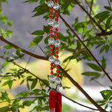 Bold Red & White Glass Suncatcher Chime for Patio and Garden - 31” Long