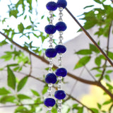 Cobalt Blue Suncatching Wind Chime with African Tribal Beads for Patio and Garden - 30" Long