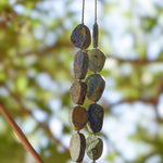 Azurite Malachite Stone Wind Chime - Transparent Blue Glass - 30"