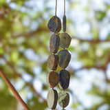 Azurite Malachite Stone Wind Chime - Transparent Blue Glass - 30"