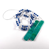 Blue & Green Glass Wind Chime Yard Art