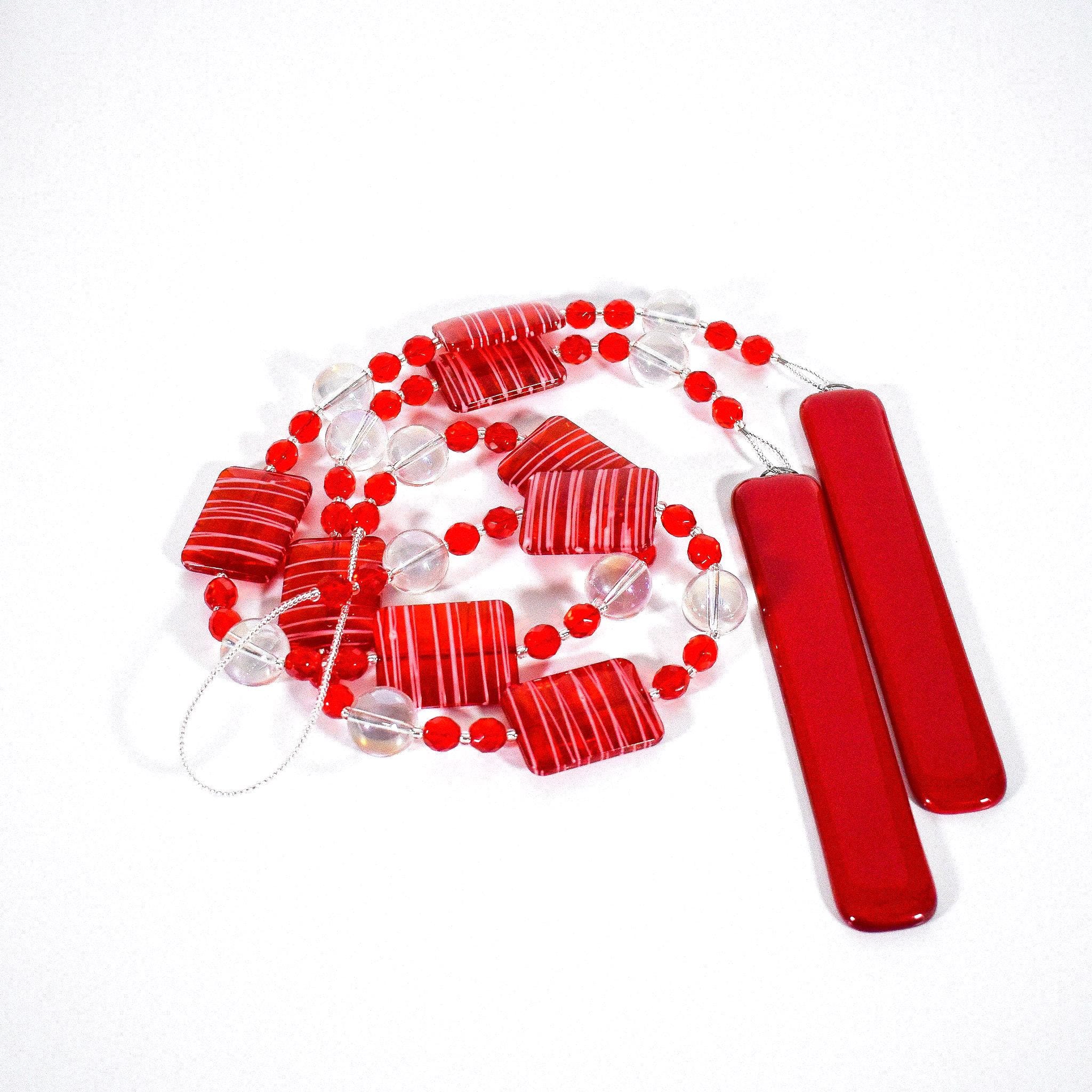 Bright Red Sun Glass Wind Chime