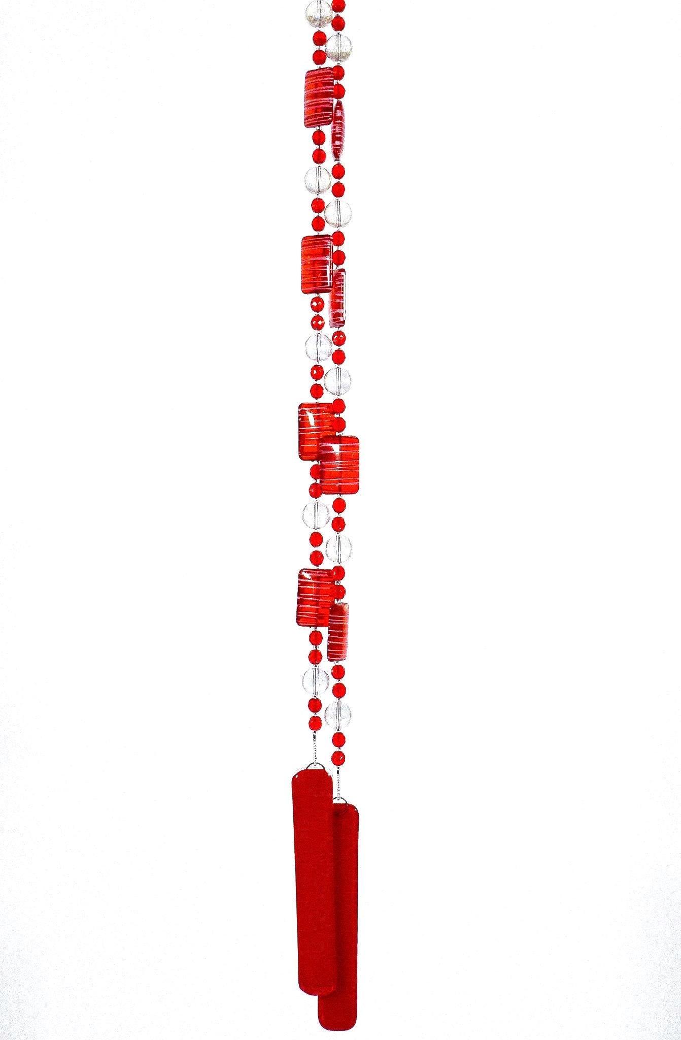 Bright Red Sun Glass Wind Chime
