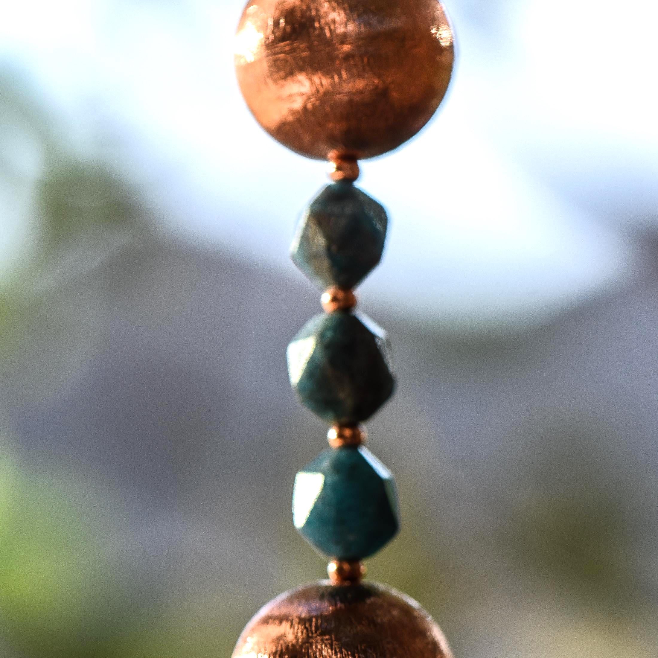 Long Suncatcher - Apatite Stone and Copper with Glass Crystal - 27"