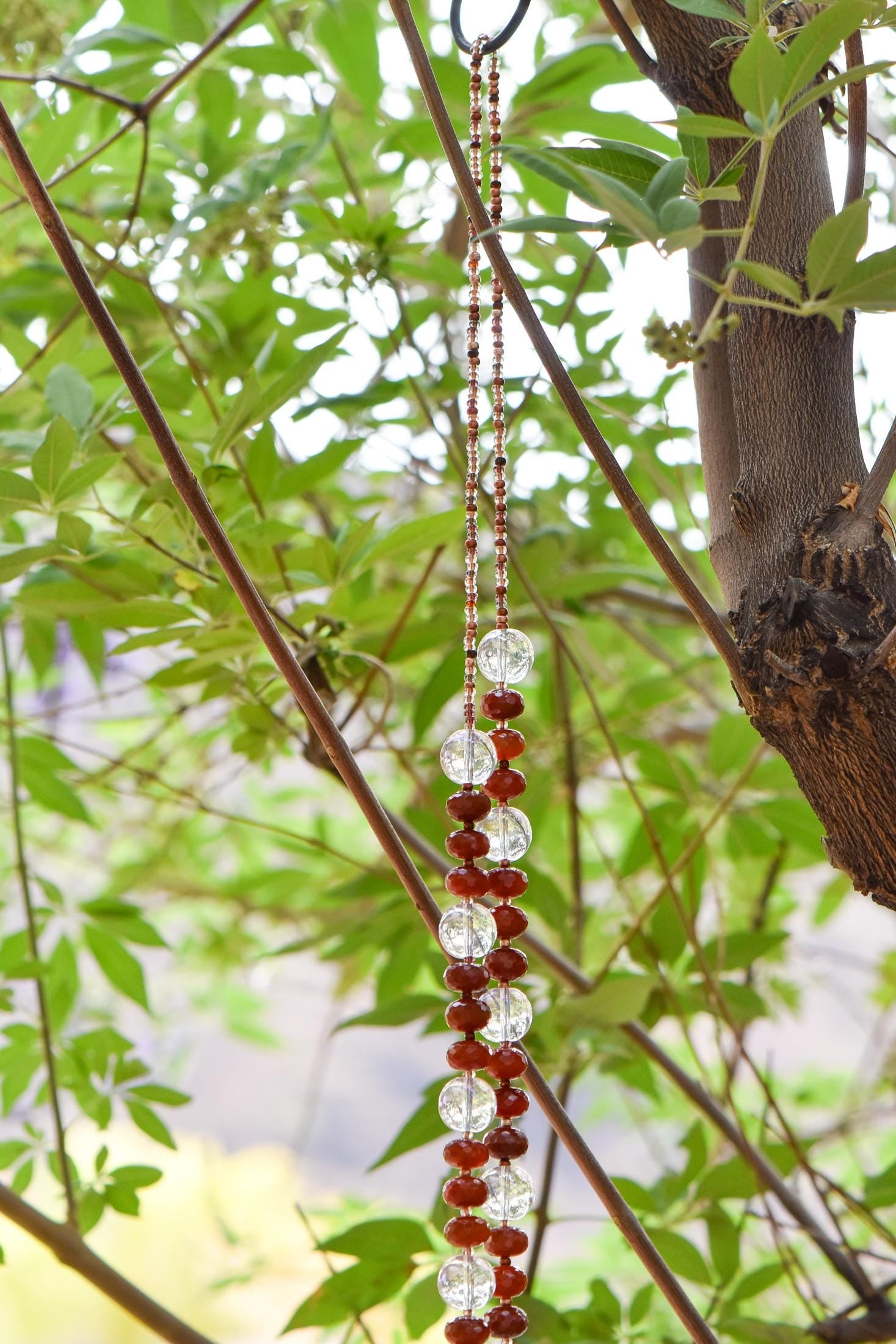 2312 Carnelian Rondelles with copper accents and Phoenix Glass Chime