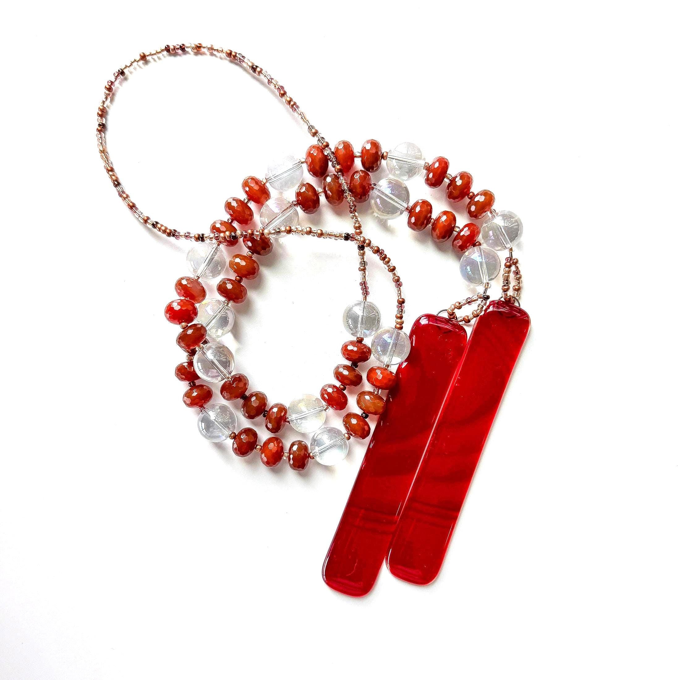 2312 Carnelian Rondelles with copper accents and Phoenix Glass Chime