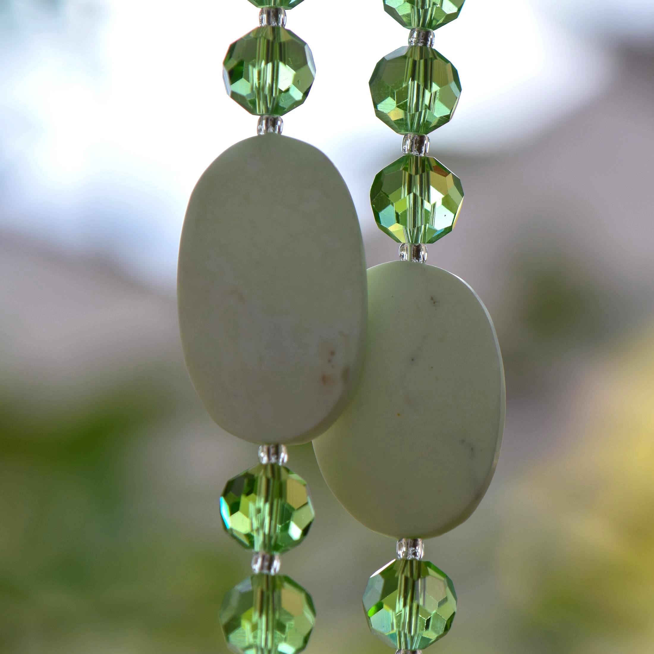 Lemon Chrysoprase Stone Chime with Lime Green Accents for Patio and Garden