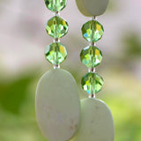 Lemon Chrysoprase Stone Chime with Lime Green Accents for Patio and Garden