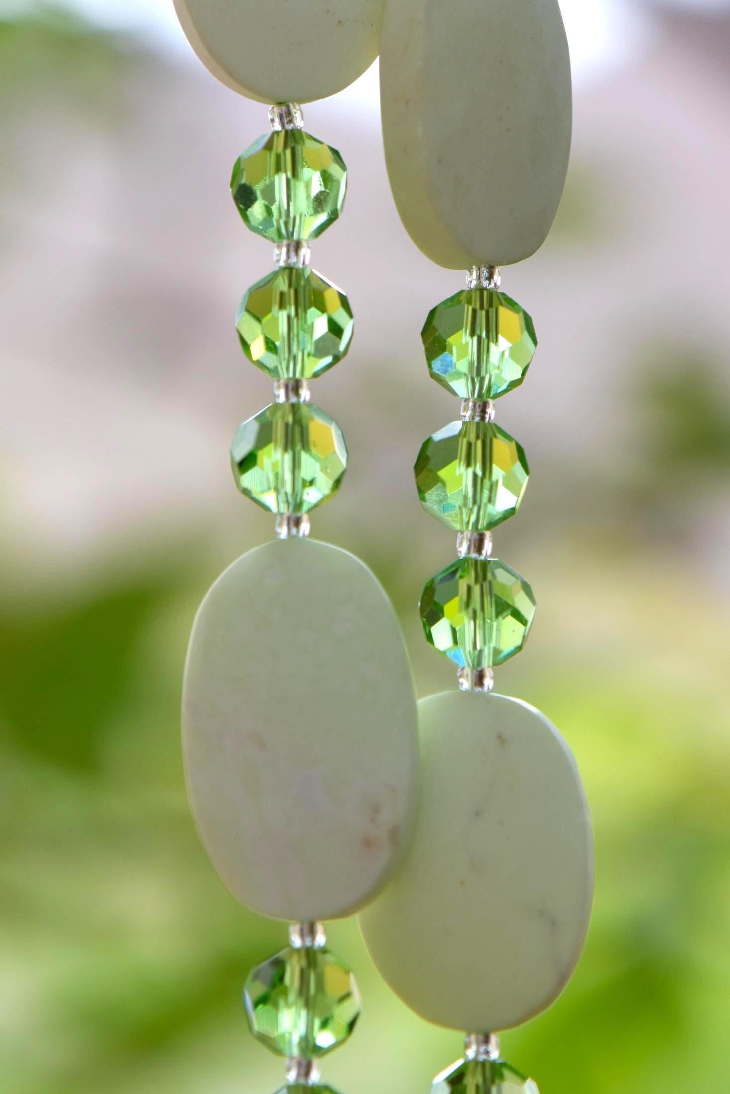 Lemon Chrysoprase Stone Chime with Lime Green Accents for Patio and Garden
