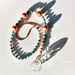 Long Suncatcher - Apatite Stone and Copper with Glass Crystal - 27"