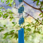 Magnesite Stone Patio Chime with Turquoise Blue Glass - 32"