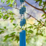 Magnesite Stone Patio Chime with Turquoise Blue Glass - 32"