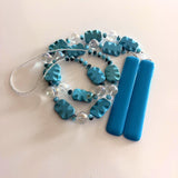 Magnesite Stone Patio Chime with Turquoise Blue Glass - 32"