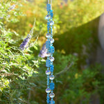 Magnesite Stone Chime with Blue Fused Glass and Glass Crystal- 31"