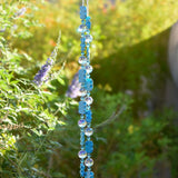 Magnesite Stone Chime with Blue Fused Glass and Glass Crystal- 31"