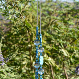Magnesite Stone Chime with Blue Fused Glass and Glass Crystal- 31"