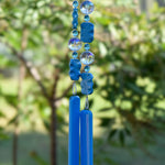 Magnesite Stone Chime with Blue Fused Glass and Glass Crystal- 31"