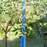 Magnesite Stone Patio Chime with Turquoise Blue Glass - 32"