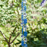 Magnesite Stone Chime with Blue Fused Glass and Glass Crystal- 31"