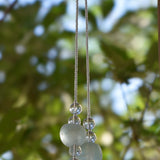 Teal Green Glass Patio Chime with African Krobo Beads - 31"