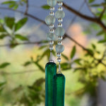 Teal Green Glass Patio Chime with African Krobo Beads - 31"