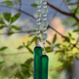 Teal Green Glass Patio Chime with African Krobo Beads - 31"